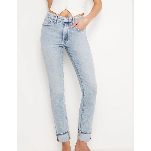 Good American Good Classic Slim Jeans Sz 8 29 Light Wash Skinny stretch - Picture 1 of 7